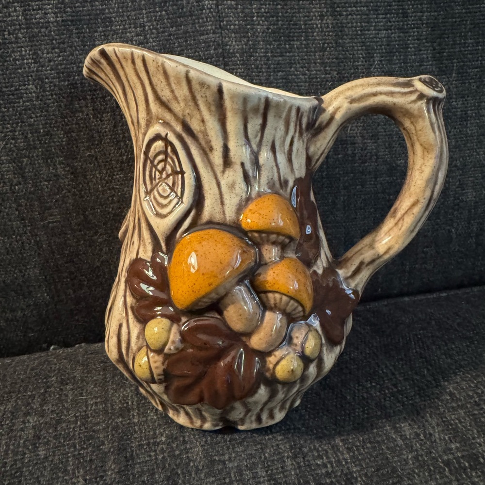 Handcrafted vintage 70s mushroom Ceramic little jug